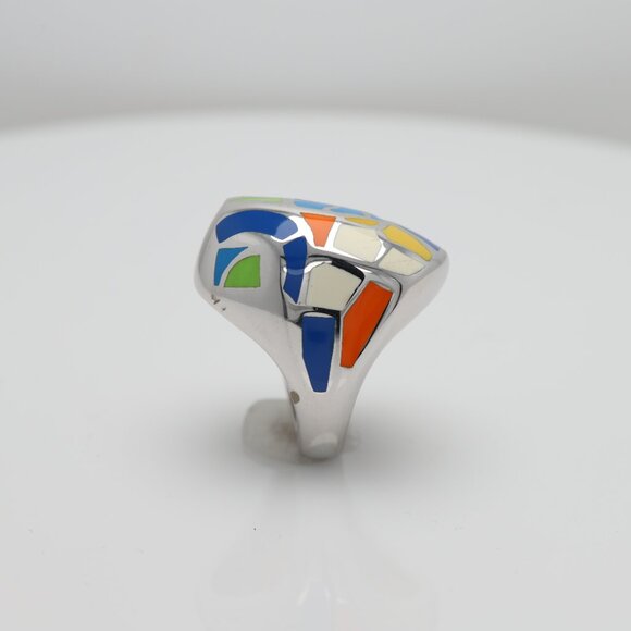 Art Ring Sterling Silver famous artist Enamel Inspired Artistic Ring - Picture 10 of 12